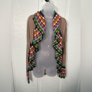 Sophie & Kate Brown Crochet Cardigan Size Medium EUC